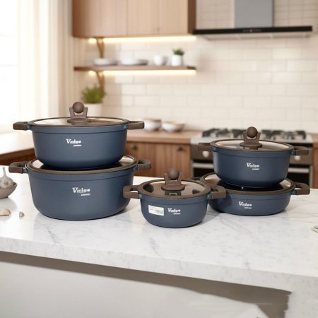 طقم /10طناجر 20/24/28/32سم +مقلى بيدين 28سم جرانيت سكني K89/10 =ك3