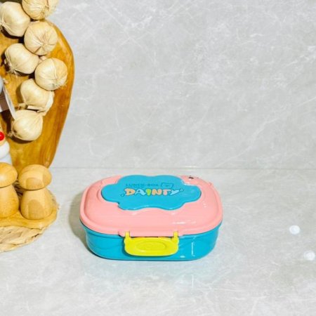 لانش بوكس مستطيل مقطع 2عين مع معلقة وشوكة بلاستك ملون مرسم K155/3 =ك2