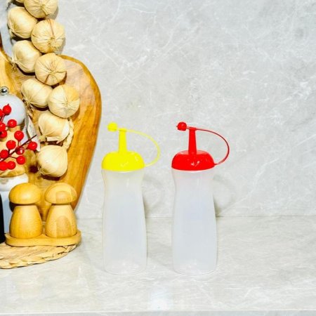 مطرة كاتشب/2 بلاستك شفاف غطا ملون K169/14 =ك2