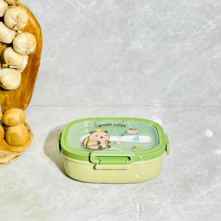 لانش بوكس اطفال مقطع 2 عين مع معلقة بلاستك ملون K169/3 =ك2