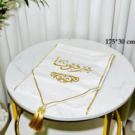 رنر 175*30سم كتان ابيض مكتب شرفتونا ذهبي  K199/6 =ك2