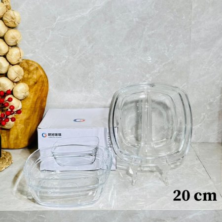 جاط سلطة مربع 20سم (ت.ك.2) زجاج سادة K44/3 =ك3
