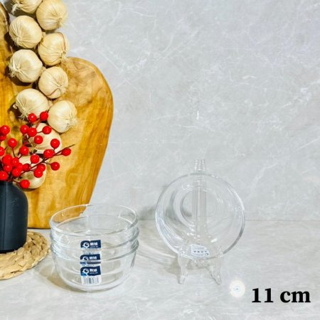 طقم زبدية مدور 11سم (ت.ك.4)  زجاج سادة K44/6 =ك3