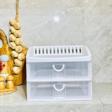 صندوق بلاستيك 2 جرار + رف بلاستيك ابيض K178/11 =ك2