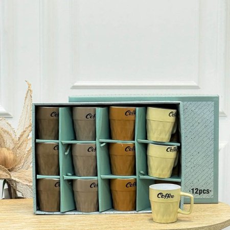 طقم ماغ/12 بورسلان مرسم مثلثلات مكتب coffee ملون GF4/38 =ب22