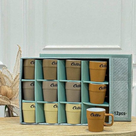 طقم ماغ/12 بورسلان محزز مكتب coffee ملون GF4/39 =ب22