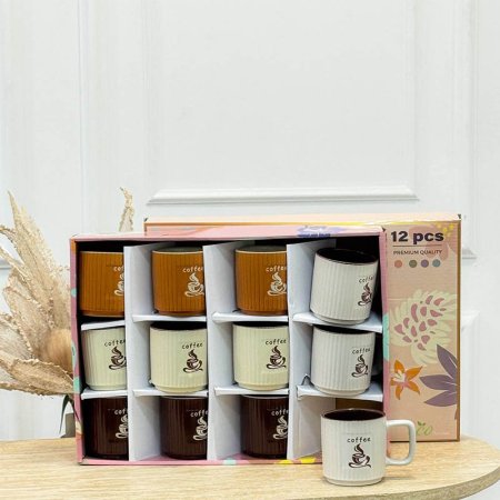 طقم ماغ/12 بورسلان محزز مكتب coffee ملون GF4/40 =ب22