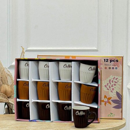 طقم ماغ/12 بورسلان قاعدة محزز  مكتب coffee ملون GF4/41 =ب22