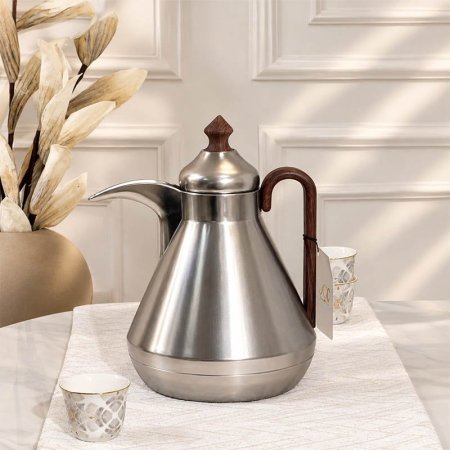 تيرموس قهوة مرجان HA-2601 فضي 1لتر يد وغطا خشبي +AR