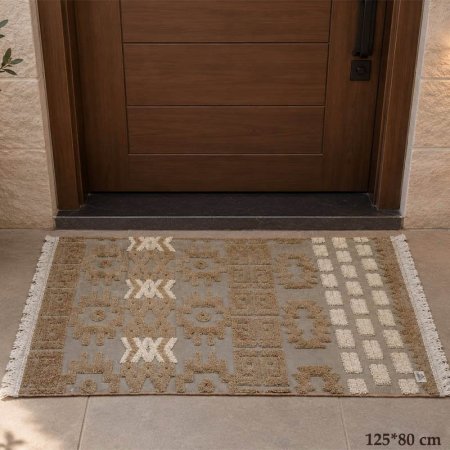 دعسة سجاد مستطيل 125*80سم فرو مرسم اطار شرابيش ملون GF236/7 =ب23