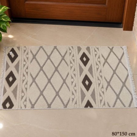 دعسة سجاد مستطيل 150*80سم فرو مرسم اطار شرابيش ملون GF236/9 =ب23