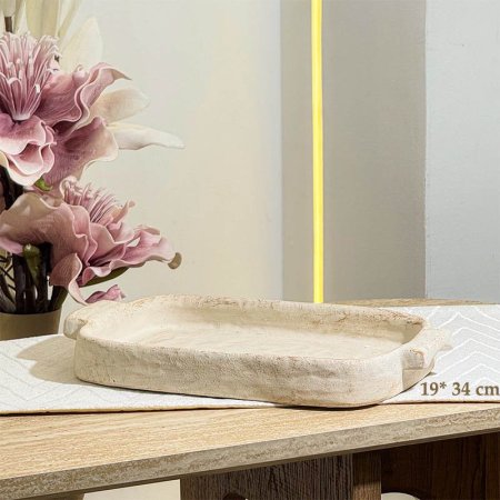 صينية ديكور (ت.ك2)مستطيل 19*34سم بيدين حجر بيج GF191/19 =ب23