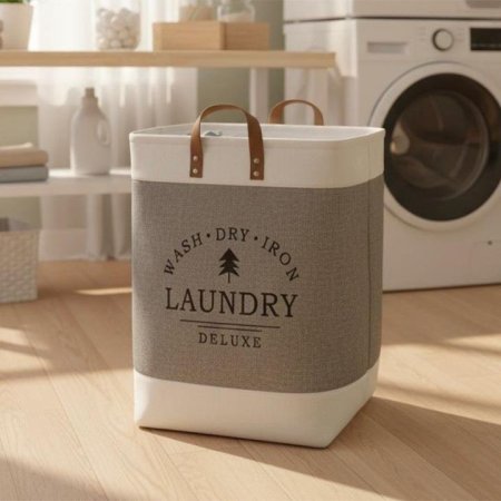 سلة شنتة قماش مستطيل طوي بيدين جلد  EL70/6 =ك8