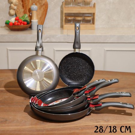 طقم مقالي جرانيت/6  (18/28سم ) وجه اسود يد سكني ++ص5