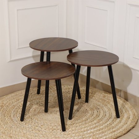 طقم اسكملات/3 مدور خشب بني محروق  EL58/4-A =ط55