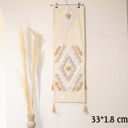 رنر مستطيل 1.8*33سم بيج مرسم فرو ابيض و سكني EL80/4 =ط55