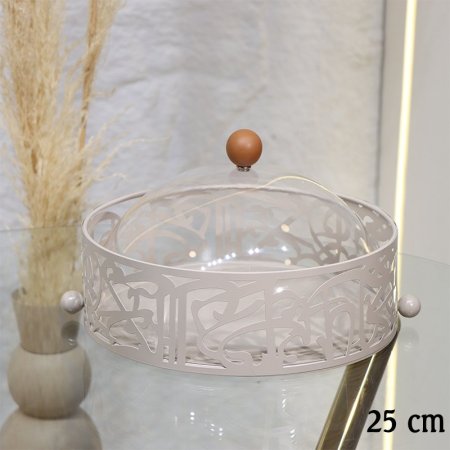 جاط كيك مدور 25سم قاعدة تنك كابتشينو غطا اكرلك شفاف مسكة طابة EL29/6 =ط55