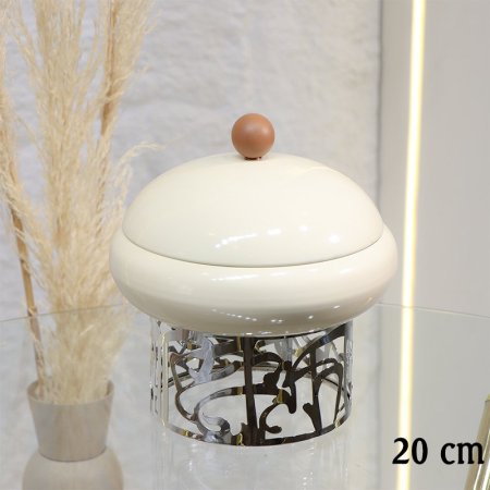 مضيفة مدور 20سم تنك بيج قاعدة تنك فضي EL29/7 =ط55