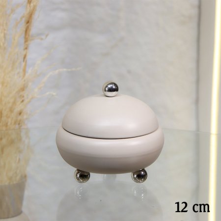 مضيفة مدور 12سم تنك كابتشينو مسكة فضي EL29/17 =ط55