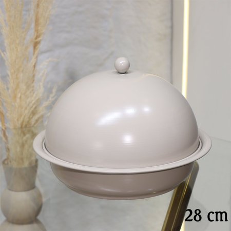 مضيفة مدور 28سم تنك كابتشينو مسكة فضي EL29/19 =ط55