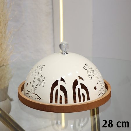 جاط كيك مدور 28سم تنك بيج مخرم مسكة خشب EL29/25 =ط55