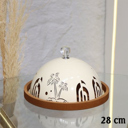 جاط كيك مدور 28سم تنك بيج مخرم مسكة كرستال EL29/26 =ط55