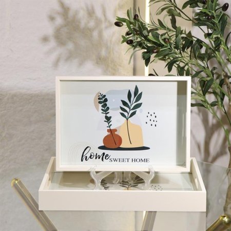 طقم صواني/2 مستطيل خشب بيج مرسم L24/5=ك7