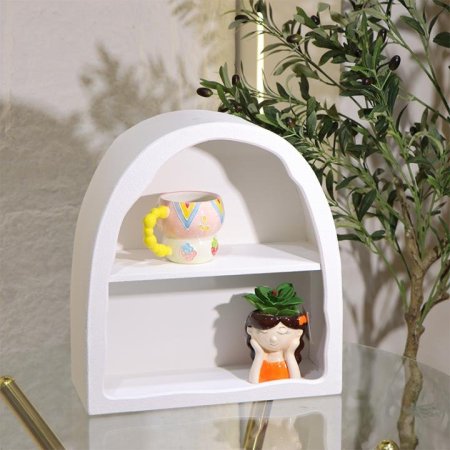 رف 36*40سم 2طبقة خشب ابيض شكل قوس L24/10=ك7