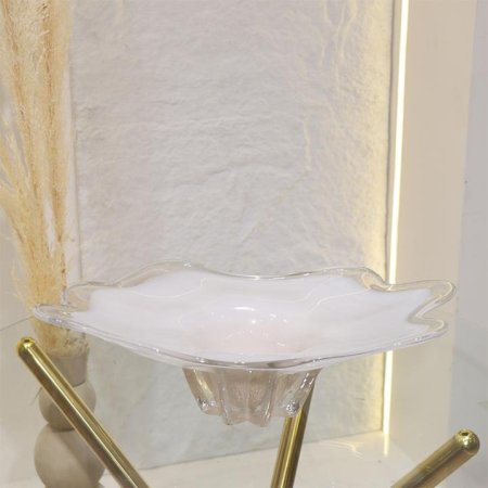 فازة 50سم زجاج ابيض اطار معرج EL8/3 =ك7