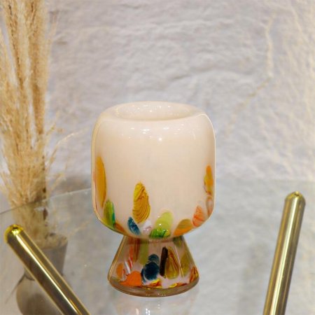 فازة 23سم زجاج بيج رجل ملون L8/5=ك7