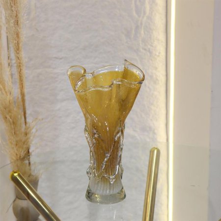 فازة 21سم زجاج اصفر شكل كأس L8/8=ك7