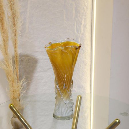 فازة 28سم زجاج اصفر شكل كأس L8/10=ك7