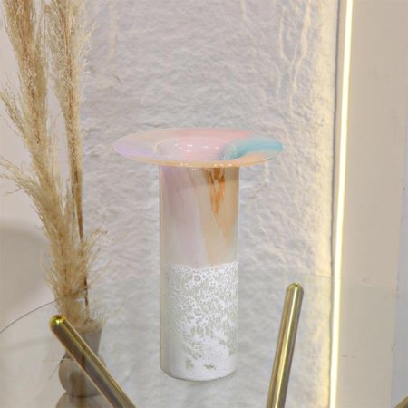 فازة 33سم زجاج ملون اسطوانة باب دائرة L8/12=ك7