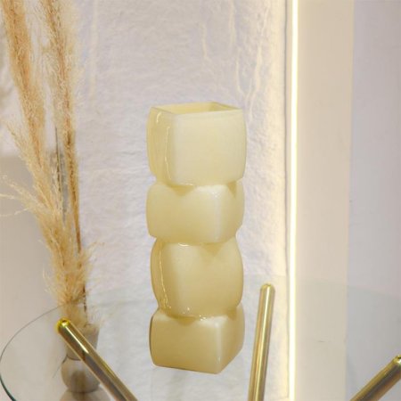 فازة 30*10سم زجاج اصفر 4مكعبات مربع L8/24=ك7