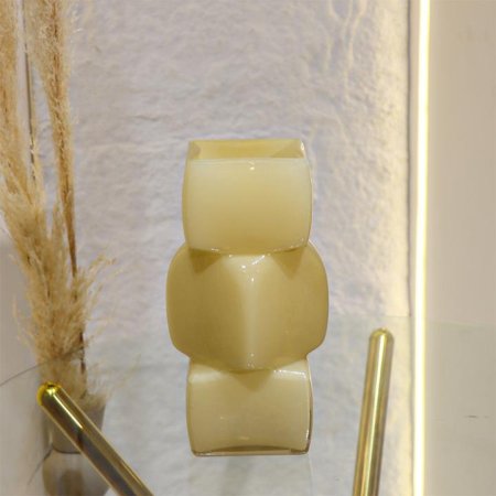 فازة 30*10سم زجاج اصفر 3مكعبات مربع L8/25=ك7