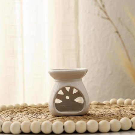 مبخرة بورسلان ابيض اسطوانة مخرم وردة EL13/3 =ك7