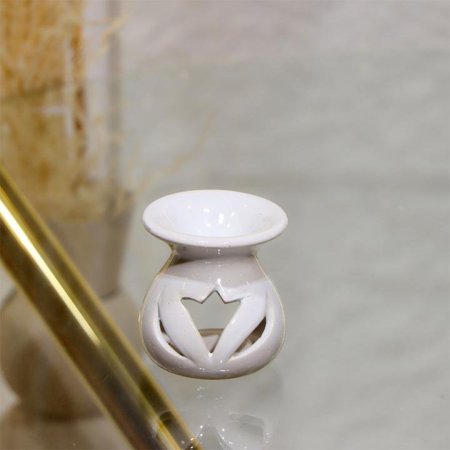 مبخرة بورسلان ابيض مدور مخرم وردة EL13/4 =ك7