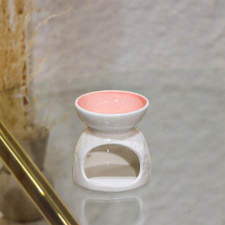 مبخرة بورسلان ابيض9سم مخرم ورد وجة ملون EL13/20 =ك7