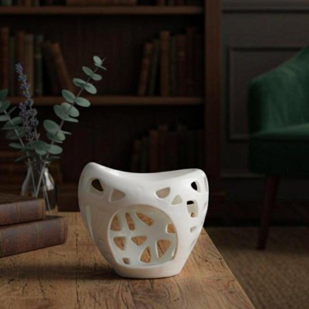 مبخرة بورسلان ابيض 10سم مخرمة EL13/24 =ك7