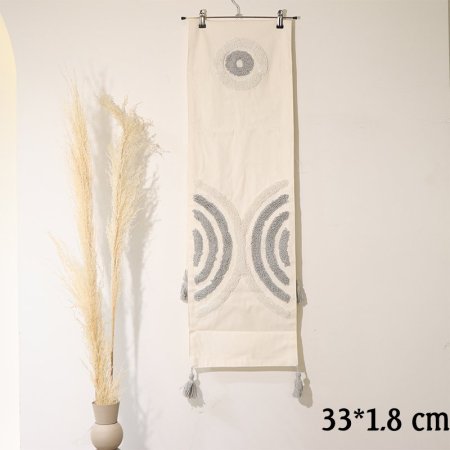 رنر مستطيل 1.8*33سم بيج مرسم فرو ابيض وسكني EL80/7 =ط55