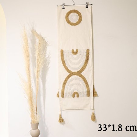 رنر مستطيل 1.8*33سم بيج مرسم فرو ابيض وعسلي EL80/8 =ط55