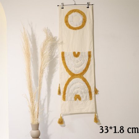 رنر مستطيل 1.8*33سم بيج مرسم اقواس فرو ابيض وكموني EL80/9 =ط55