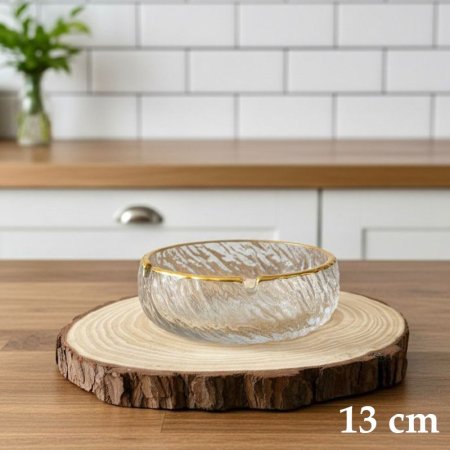 متكة زجاج  مثلج مدور 13 سم حيف ذهبي EL120/2=ك5