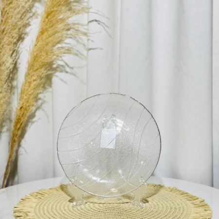 صحن فواكة زجاج مدور محزز اقواس 21سم حيف ذهبي K54/5 =ك4