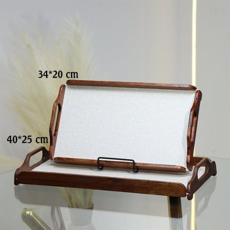 طقم صواني/2 مستطيل 34*20سم + 40*25سم وجه ابيض خشب بيدين خشبي EL11/1 =ط56