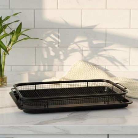 مصفاه بطاطا مستطيل 26*36سم +صينية شبك حديد اسود EL119/1 =ك6