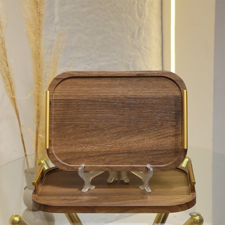 طقم صواني بيضاوي/2 خشب معتق بيدين ذهبي EL27/5 =ك8