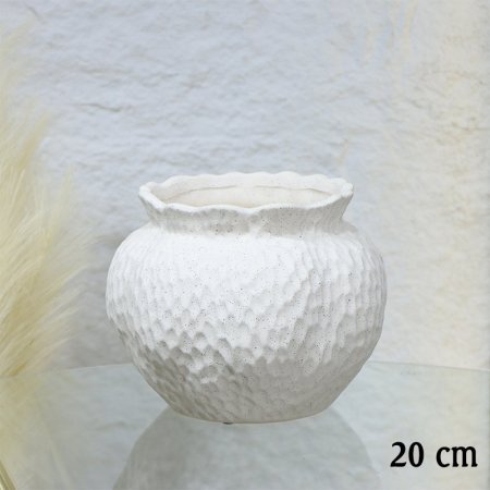 فازة جبص بيج 20سم شكل جرة عنق معرج EL18/7 =ط56