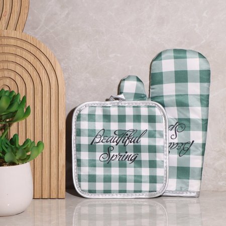 طقم/2 كف سخن + نزالة قماش ملون مربعات EL61/3 =ط55