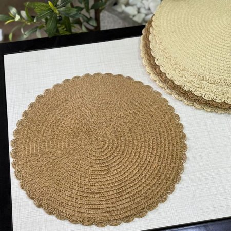 كوستر قش ناعم مدور 39سم ملون اطار دوائر K144/2 =ك1